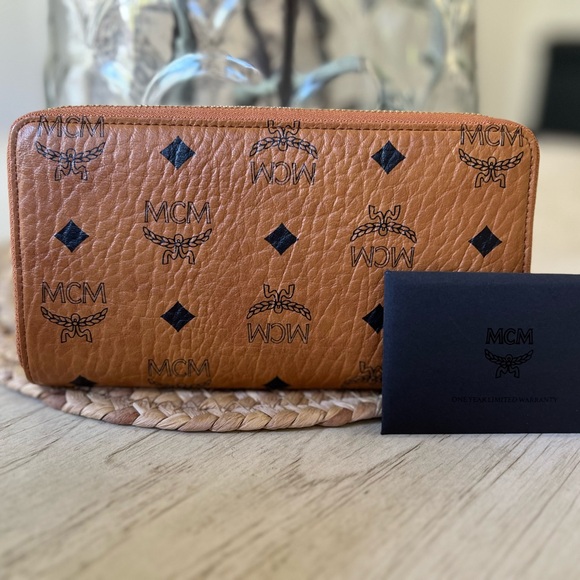 MCM Cognac Visetos Leather Zippy Wallet - Picture 2 of 7
